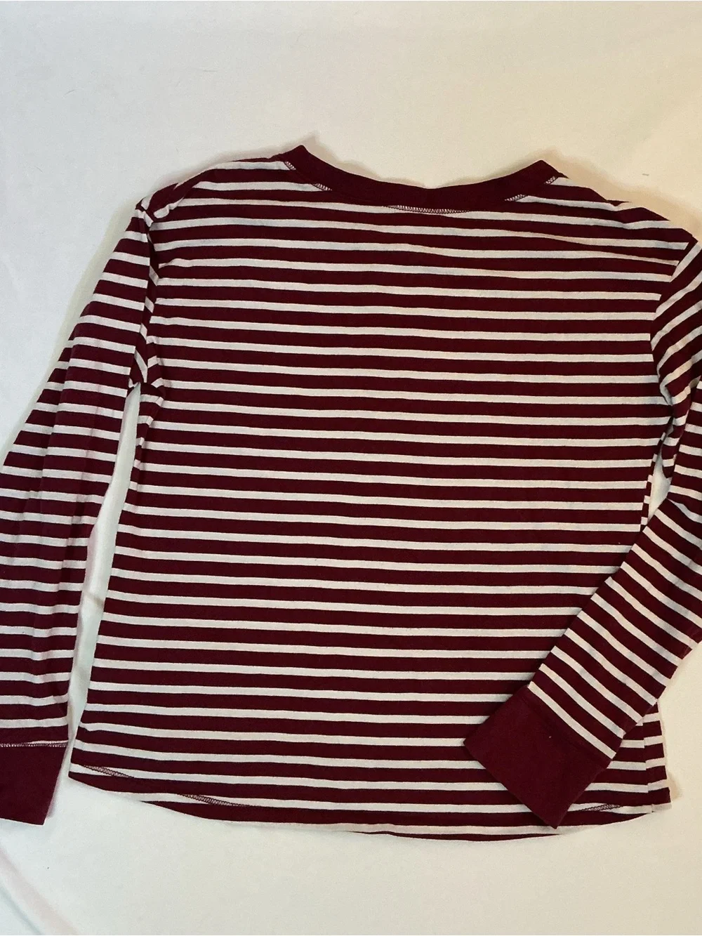 Justice Maroon and White Striped Long-Sleeve Tee